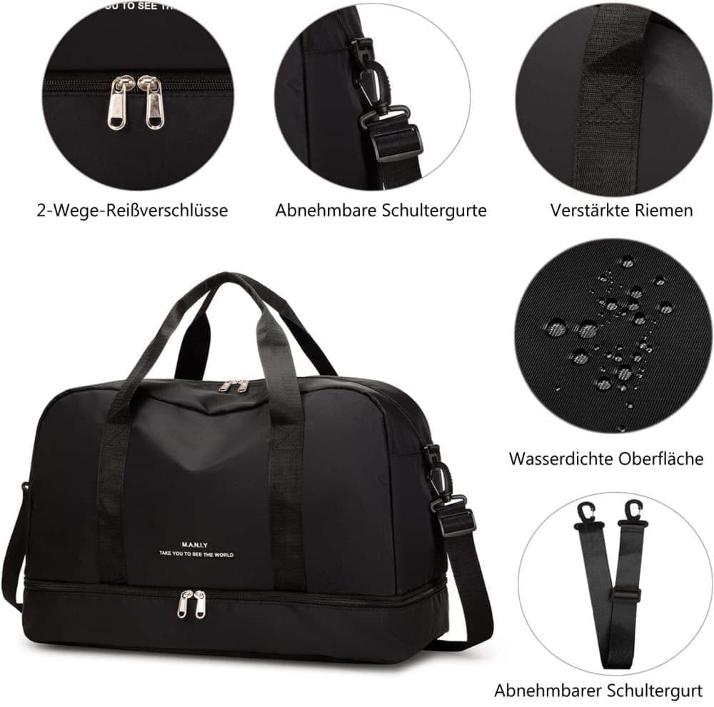 Large Capacity Waterproof Nylon Sport Gym Bag for Women and Men