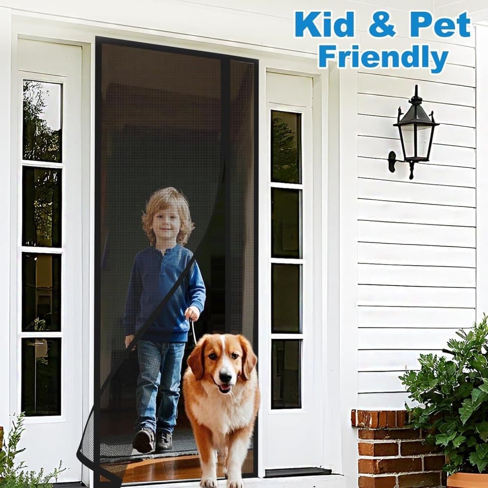 Self-Adhesive Magnetic Mosquito Net Door Curtain, Black, 85x220cm, Fly and Cat Proof, Durable, Removable, Side Opening