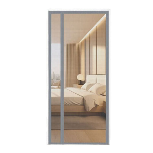 1 Pack Magnetic Mosquito Net Door, Self-Adhesive Side Opening Curtain Removable Durable Insect Fly and Cat Proof, 110x220cm, Gray