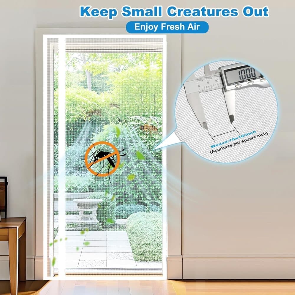 80 x 210 cm Magnetic Mosquito Net Door Self-Adhesive Side Opening Curtain Removable Durable Insect Fly and Cat Proof, White