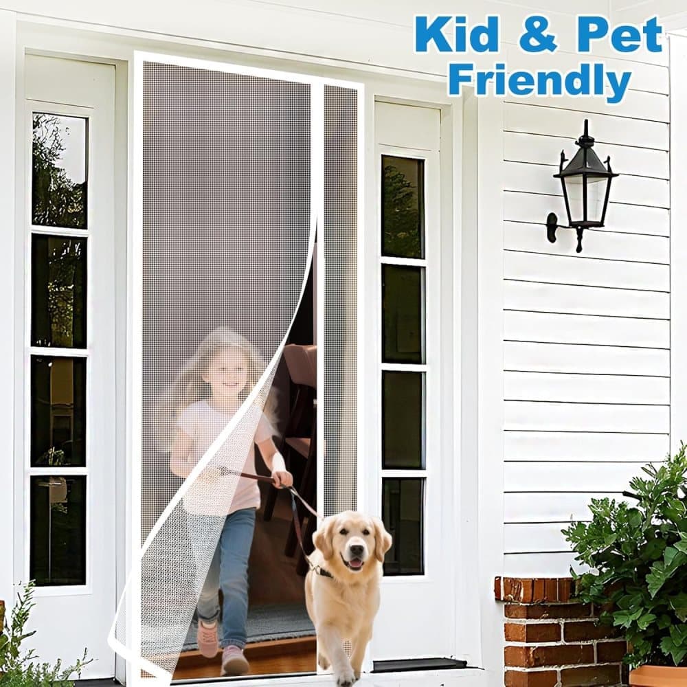 80 x 210 cm Magnetic Mosquito Net Door Self-Adhesive Side Opening Curtain Removable Durable Insect Fly and Cat Proof, White