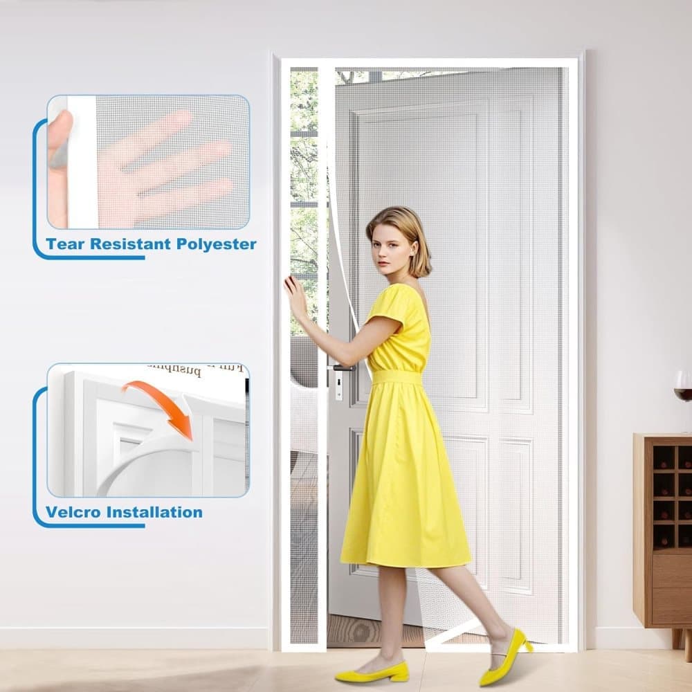 80 x 210 cm Magnetic Mosquito Net Door Self-Adhesive Side Opening Curtain Removable Durable Insect Fly and Cat Proof, White