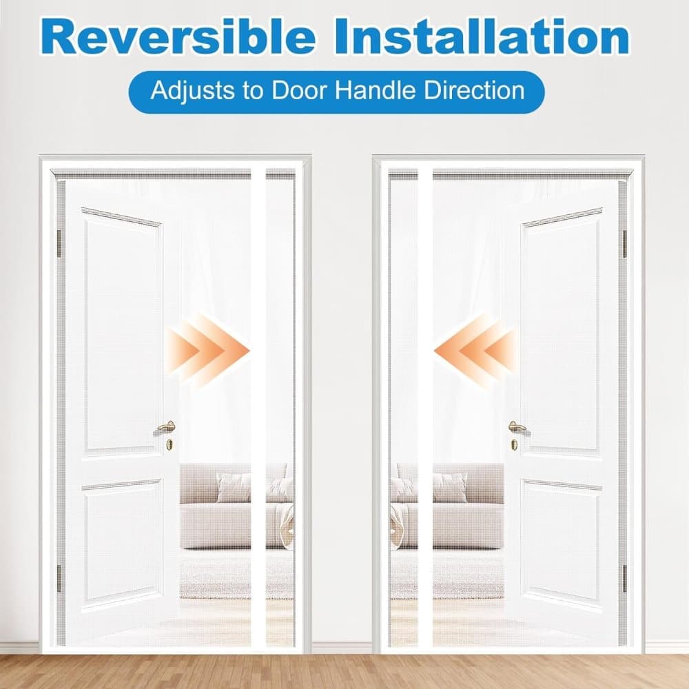 Self-Adhesive Magnetic Mosquito Net Door Curtain Removable Durable Insect Fly and Cat Proof, 90x200cm, White