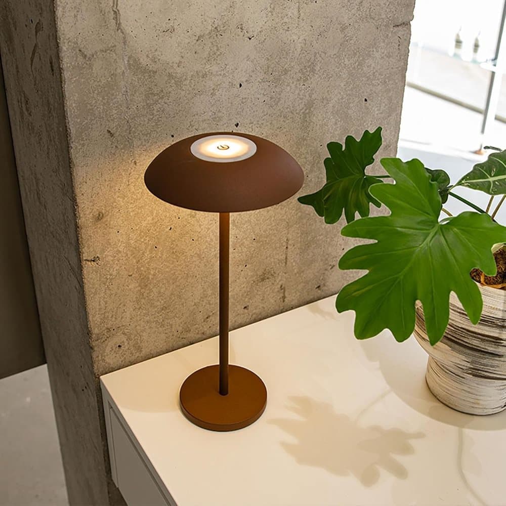 Rechargeable LED Table Lamp 2600mAh Wireless Portable Adjustable Brightness Bedside Light, Brown