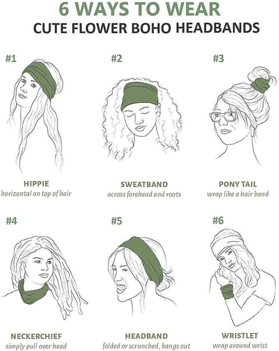 6 pcs Elastic Hair Band Headband for Yoga Training, Patterned