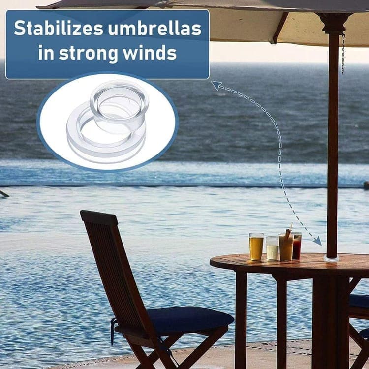 4-pack Transparent Silicone Umbrella Hole Ring and Cap for Garden and Patio, 2.5-inch