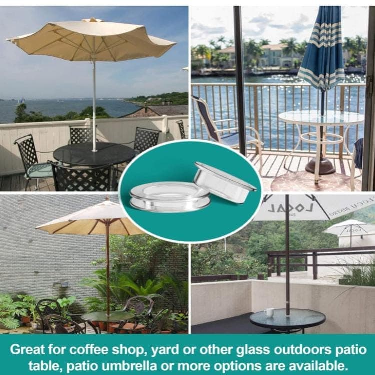 4-pack Transparent Silicone Umbrella Hole Ring and Cap for Garden and Patio, 2.5-inch