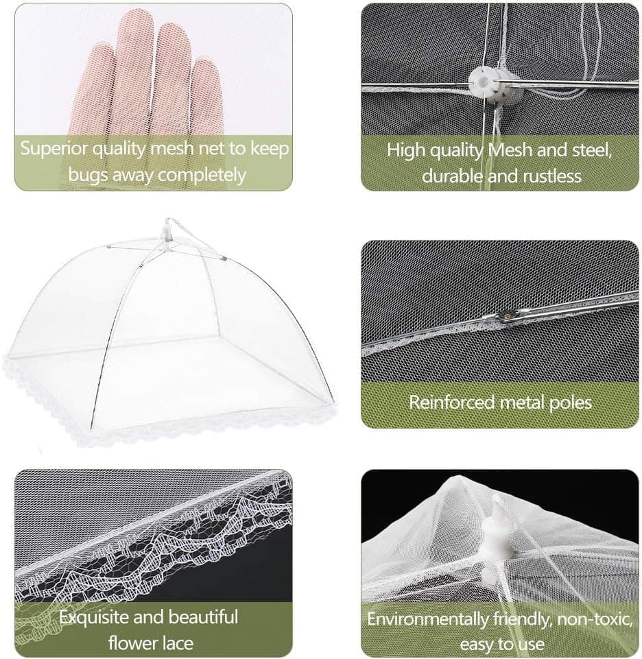 4 Pack Pop-up Food Cover Mesh Insect Net, Foldable for Camping Picnic Grilling, 43cm, Compatible with Oral-B Braun