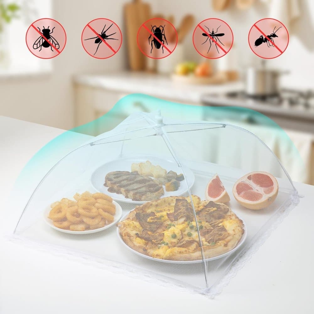 4 Pack Pop-up Food Cover Mesh Insect Net, Foldable for Camping Picnic Grilling, 43cm, Compatible with Oral-B Braun