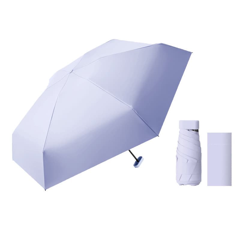 Portable Mini 6-Fold UV Protection Umbrella for Sun and Rain, Ultralight Compact, Light Green