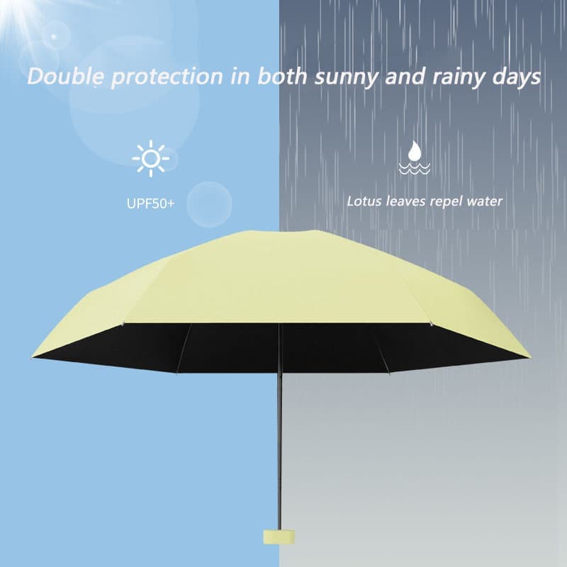 6-Fold Portable Mini Umbrella UV Protection for Sun and Rain, Ultralight Compact, 12.5 inches, White