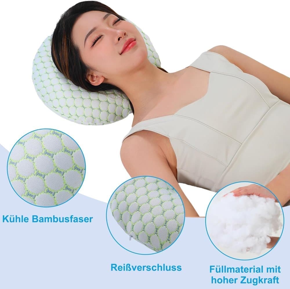 Orthopedic Pillow with Ear Holes for Side Sleeping, Super Microfiber Bamboo Fiber Perforated Pillow, Comfortable and Ear-Friendly, Wood