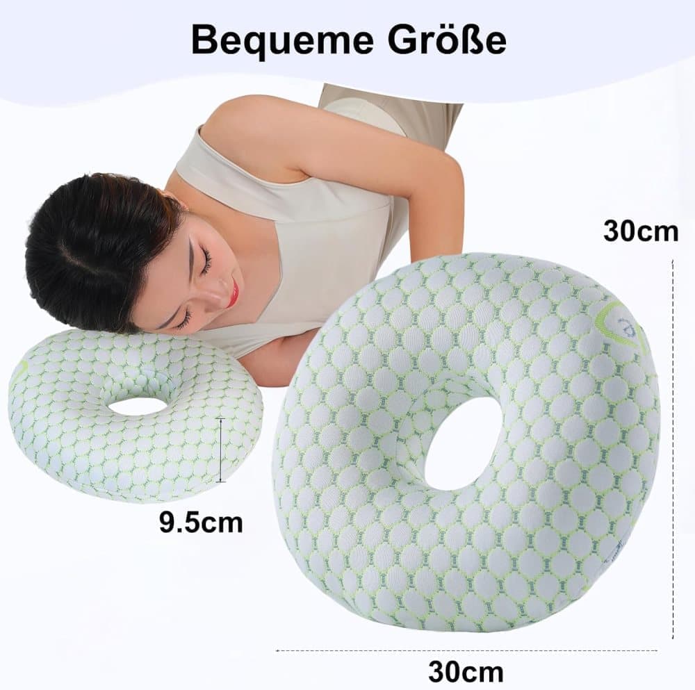 Orthopedic Pillow with Ear Holes for Side Sleeping, Super Microfiber Bamboo Fiber Perforated Pillow, Comfortable and Ear-Friendly, Pink