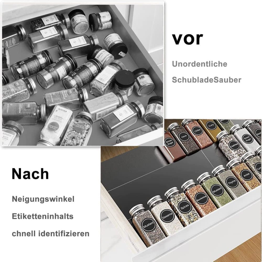 6-Piece Adjustable Spice Rack for Kitchen Storage, Compatible with Jars