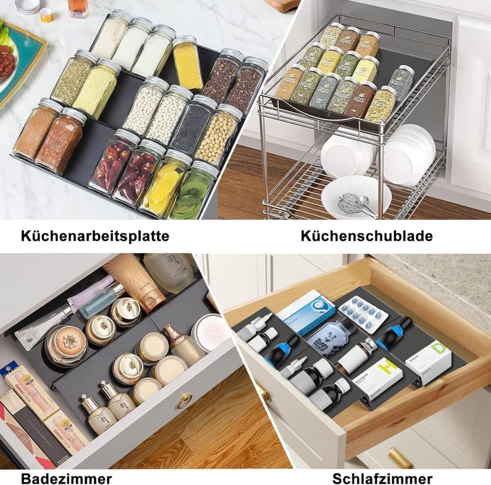 6-Piece Adjustable Spice Rack for Kitchen Storage, Compatible with Jars
