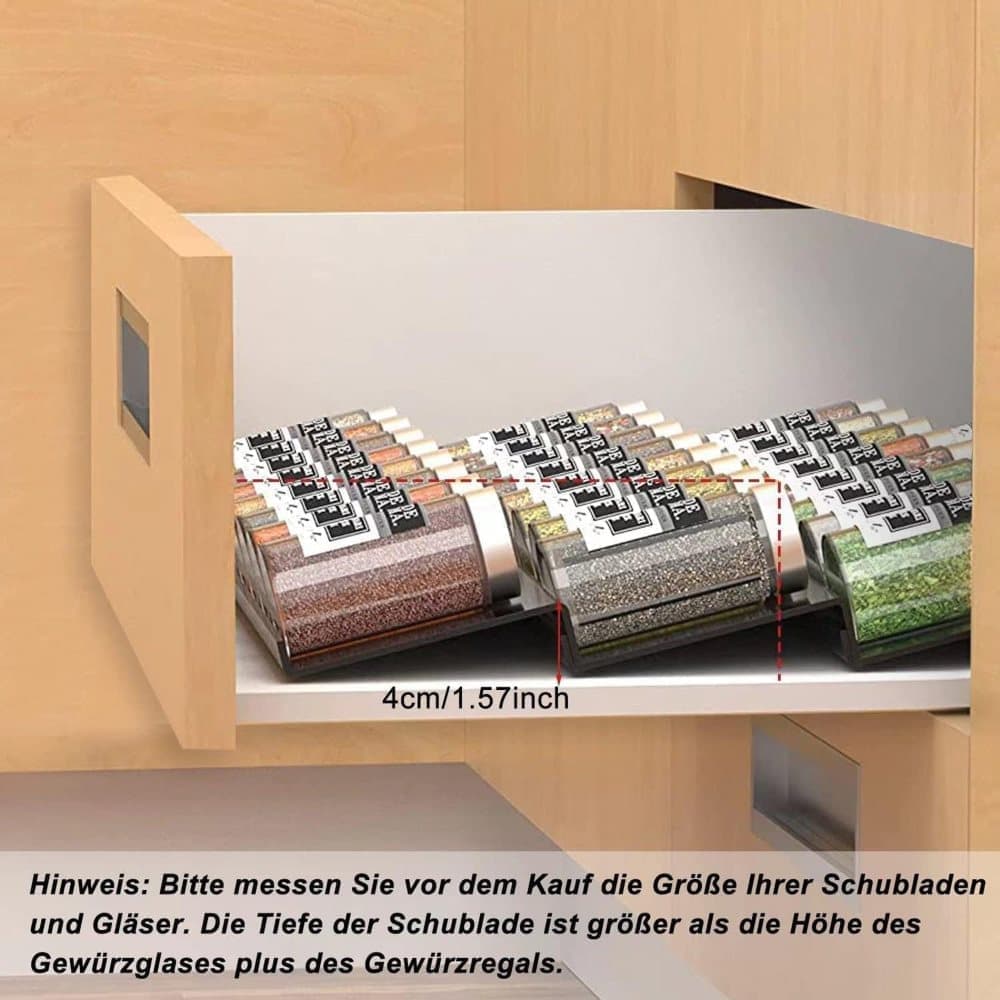 6-Piece Adjustable Spice Rack for Kitchen Storage, Compatible with Jars