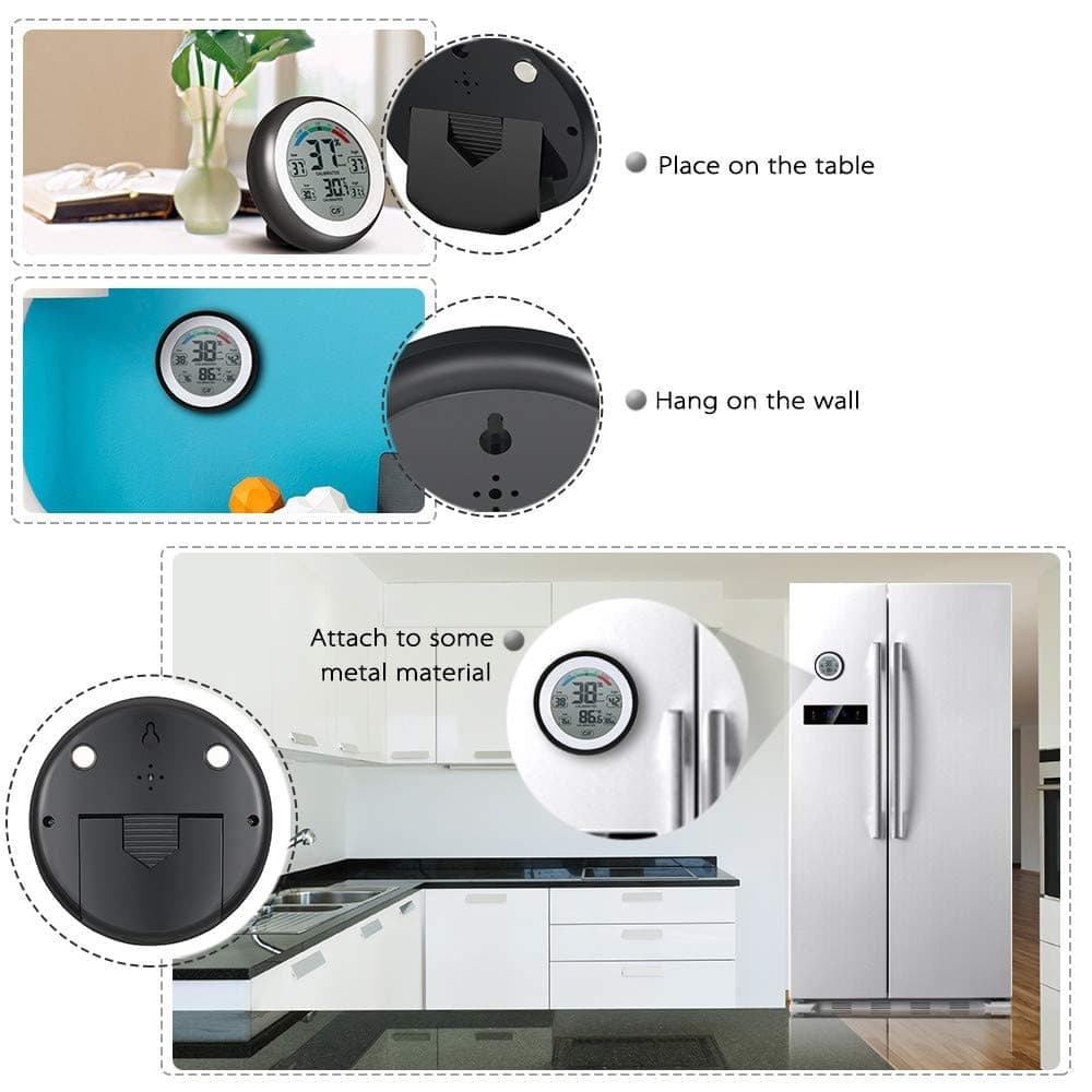 Digital Thermometer Hygrometer Indoor Outdoor Wireless Touch Screen Waterproof, for Bathroom Kitchen Children's Room Home Office