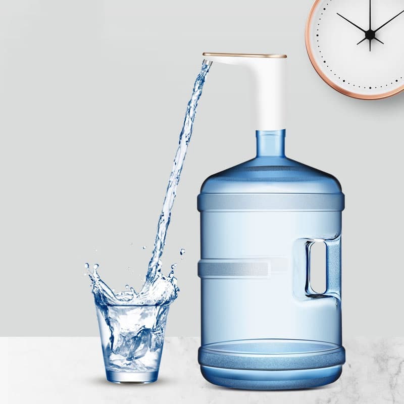 Electric Water Pump Automatic Dispenser with USB Charging for Water Refilling and Cold Water Distribution, White