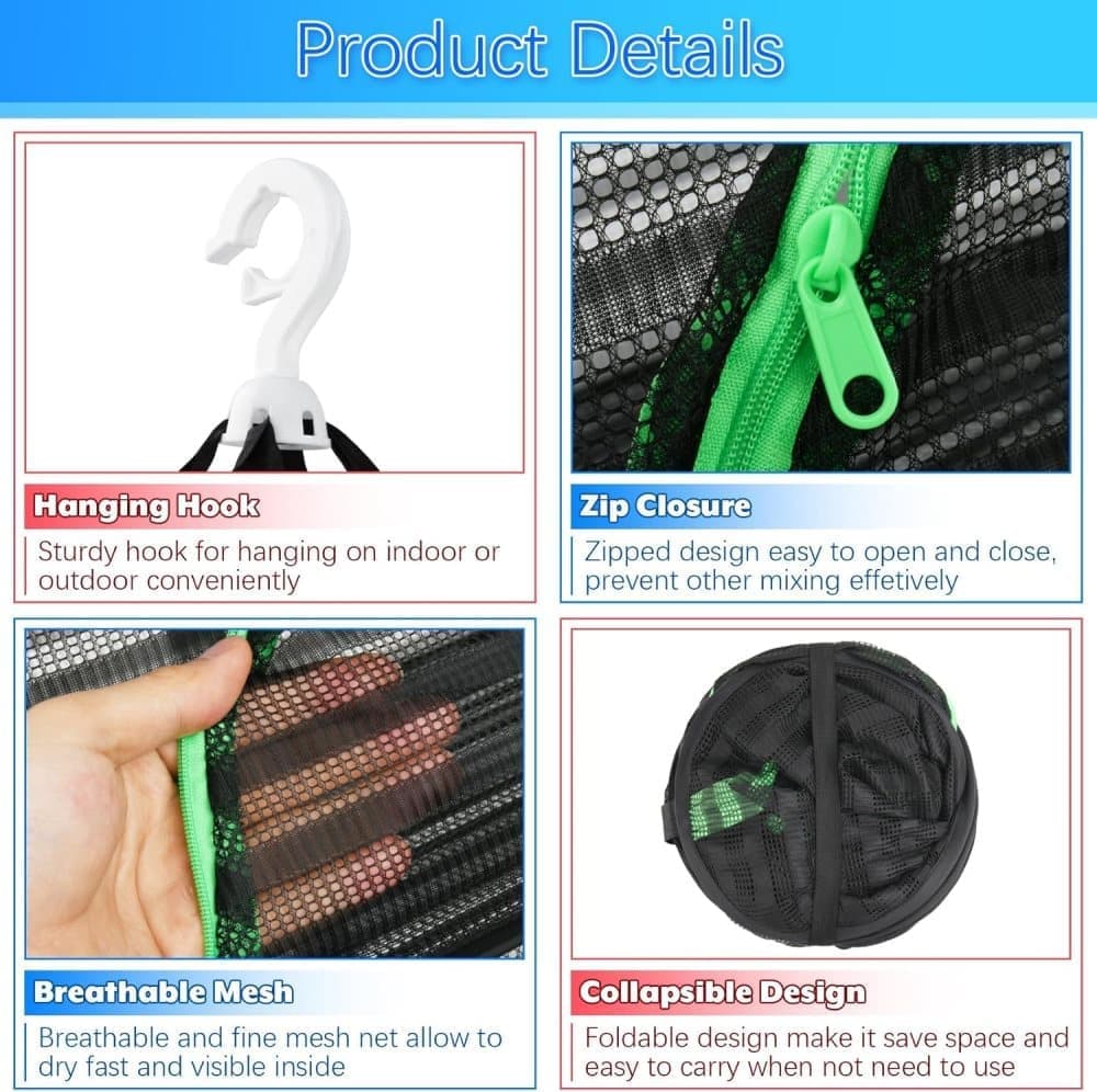 4 Layer Hanging Drying Net with Zipper, Foldable Garden Drying Net for Plants Seeds and Fish, 40x60cm
