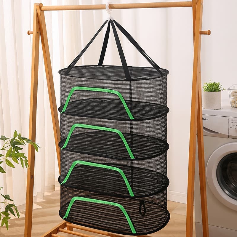 3 Layer Hanging Drying Net, 40x60cm, Foldable with Zipper for Plants Seeds and Fish