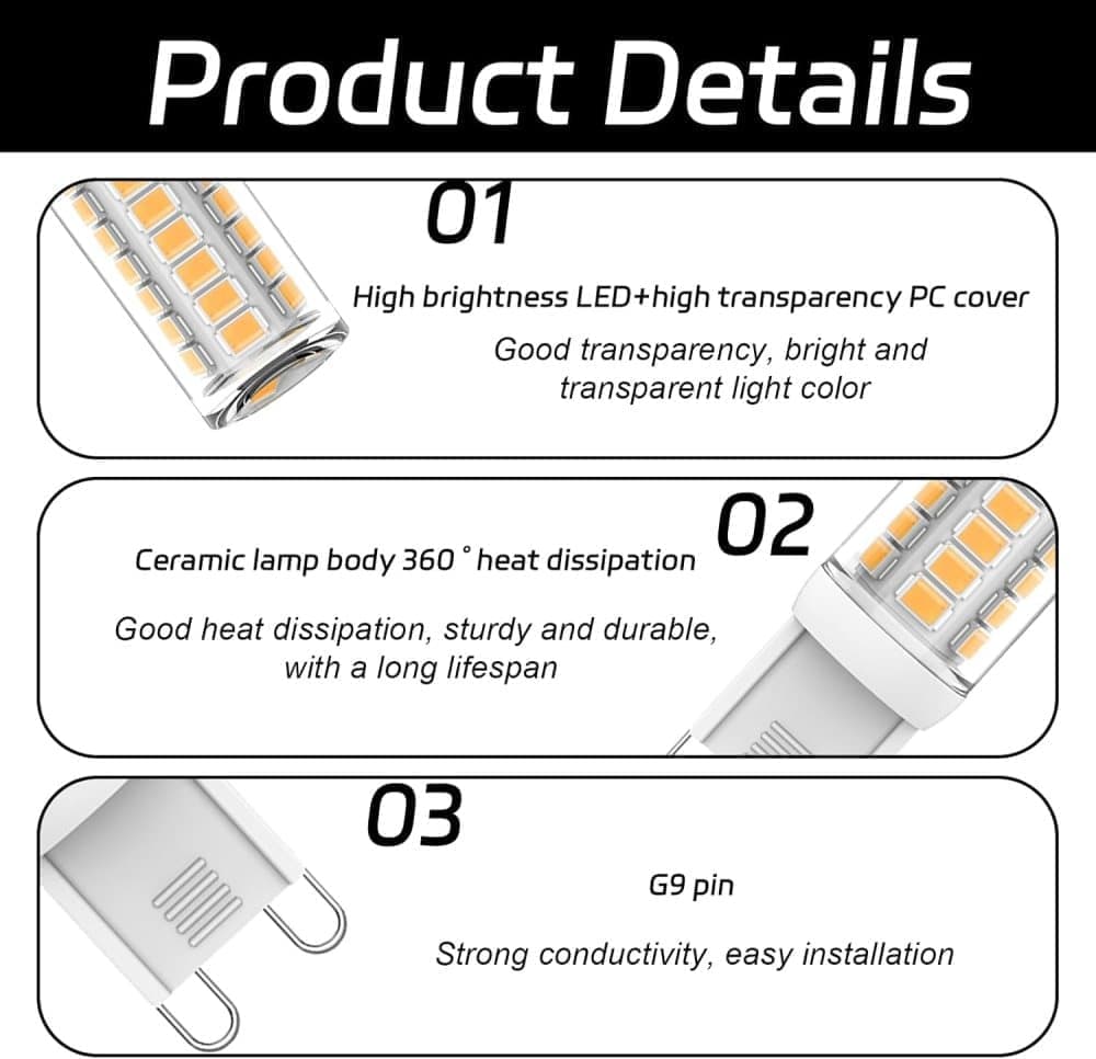 5pcs G9 LED Bulbs 3W White Light