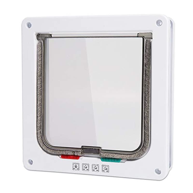 4-Way Locking Cat Flap for Small Dogs and Cats, Easy Installation, Brown, S