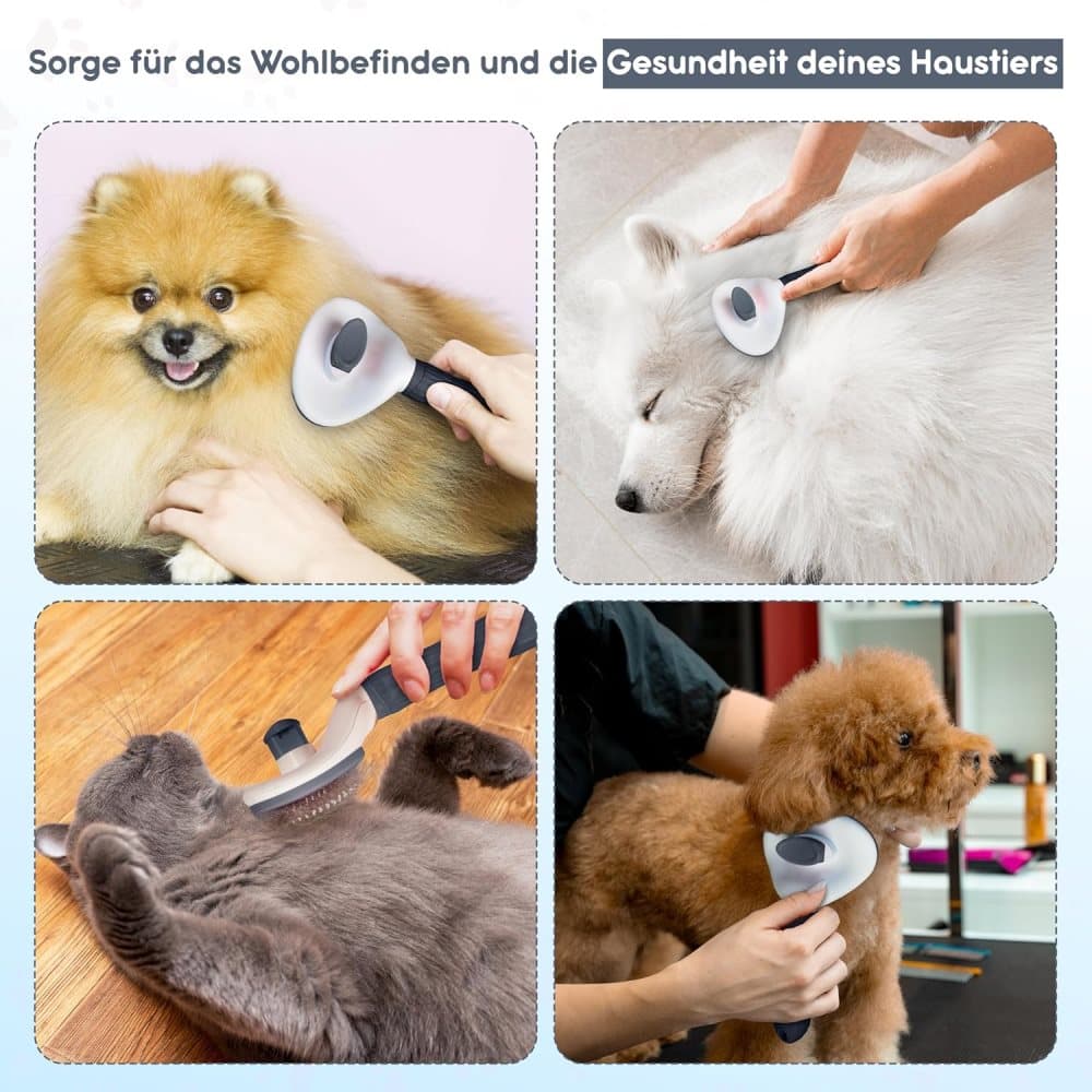 Dog brush for dogs and cats, fur brush, compatible with all breeds, Gray