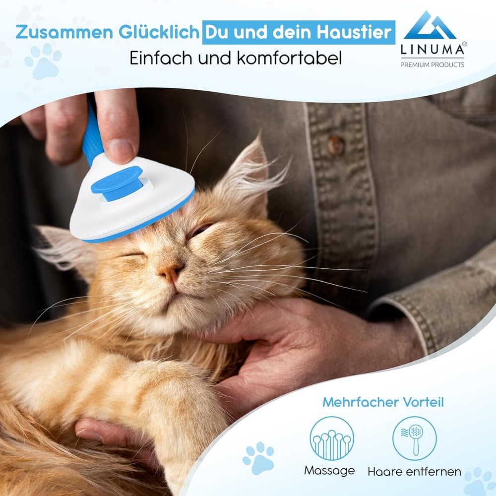 Dog brush for dogs and cats, fur brush, compatible with all breeds, Blue