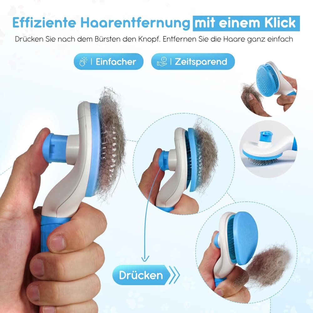 Dog brush for dogs and cats, fur brush, compatible with all breeds, Blue