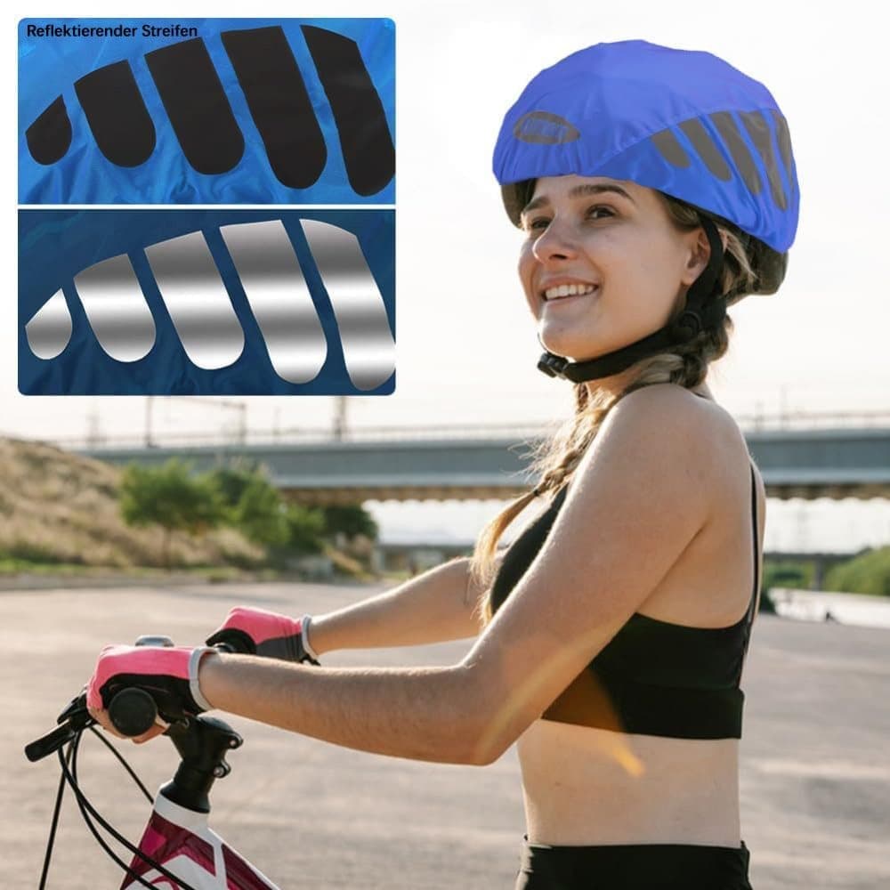Reflective Bicycle Helmet Cover, Water and Wind Resistant Rain Cover, Black