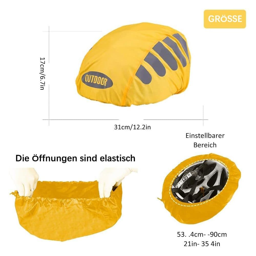 Reflective Bicycle Helmet Cover, Universal Fit, Wind and Water Resistant, Yellow