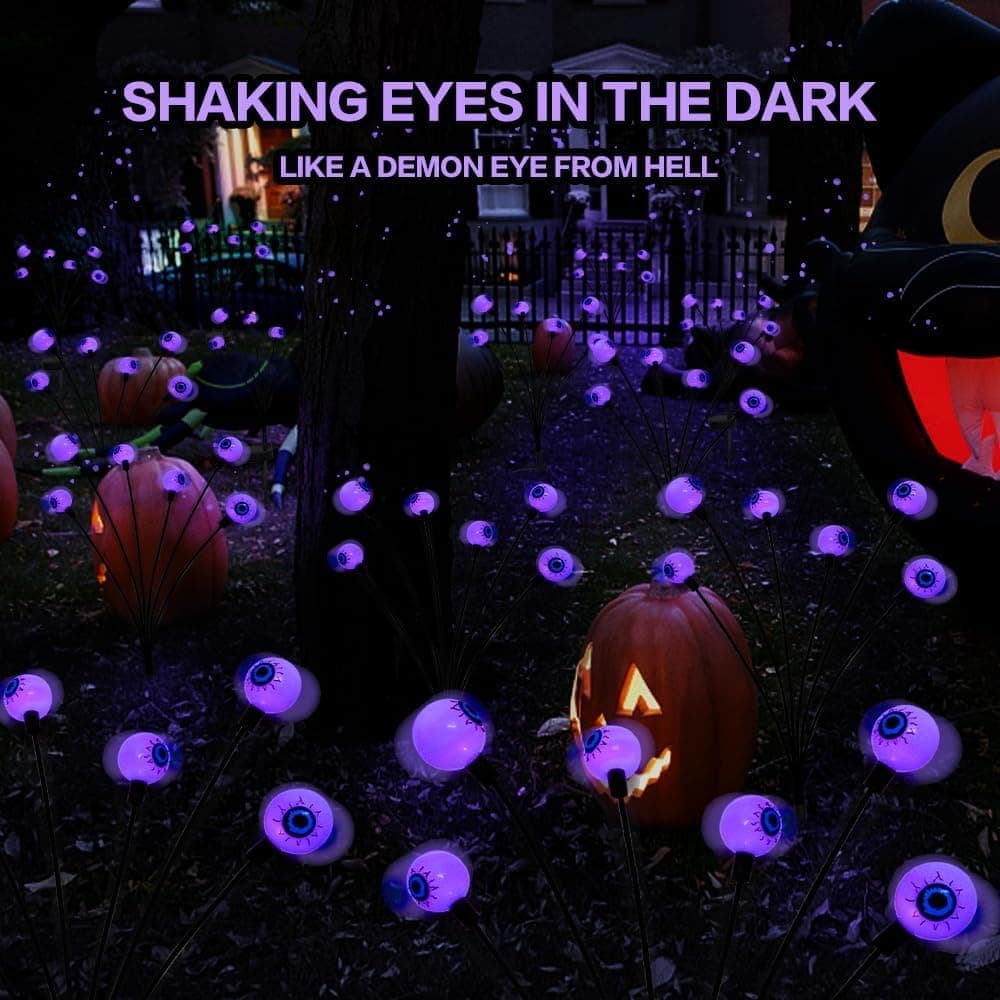 Solar Powered Halloween Eye Lights 4-Pack for Garden and Patio Decoration, Waterproof, 1/4\