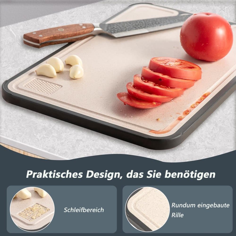 1 Piece Reversible Cutting Board Titanium PP or Stainless Steel PP Non-Slip Durable Food Grade, 30x20cm