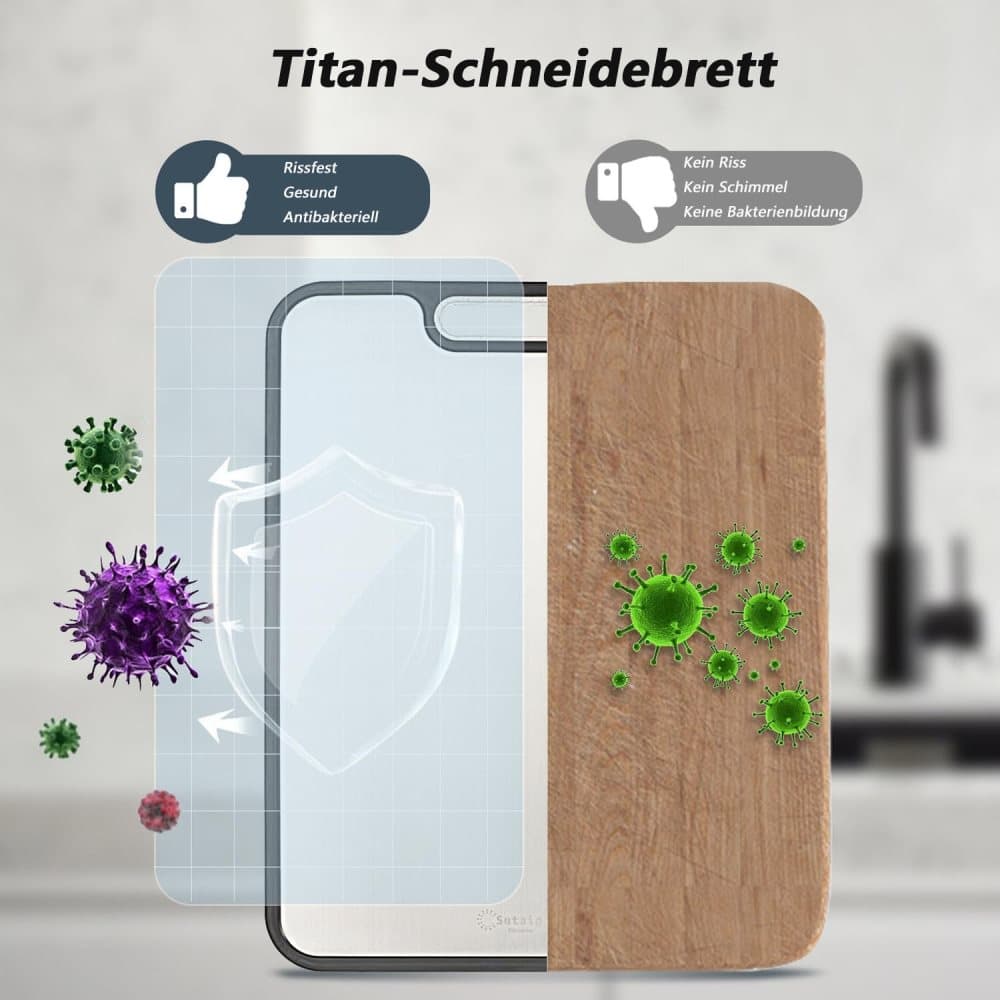 1 Piece Reversible Cutting Board Titanium PP or Stainless Steel PP Non-Slip Durable Food Grade, 30x20cm