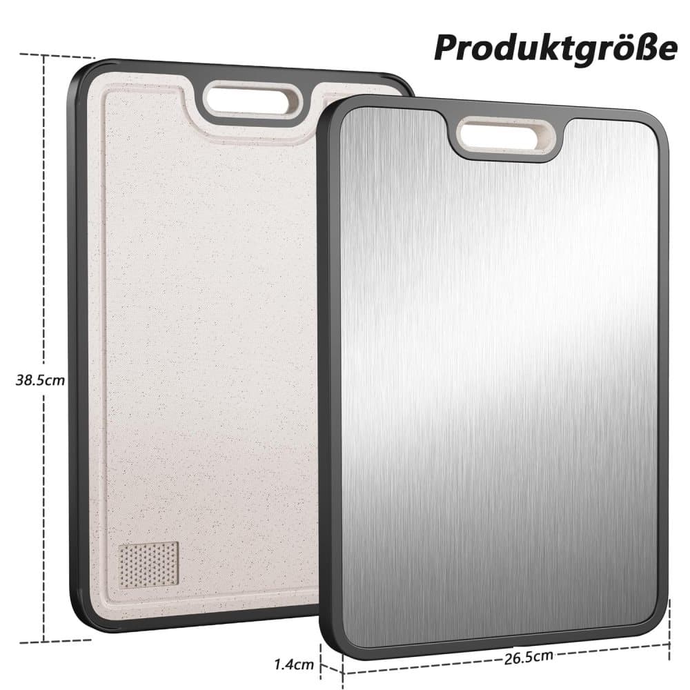 1 Piece Reversible Cutting Board Titanium PP or Stainless Steel PP Non-Slip Durable Food Grade, 30x20cm