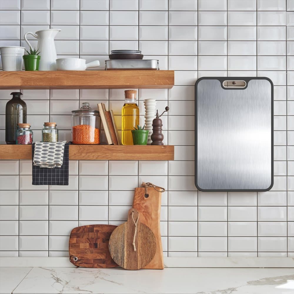 1 Piece Reversible Cutting Board Titanium PP or Stainless Steel PP Non-Slip Durable Food Grade, 30x20cm