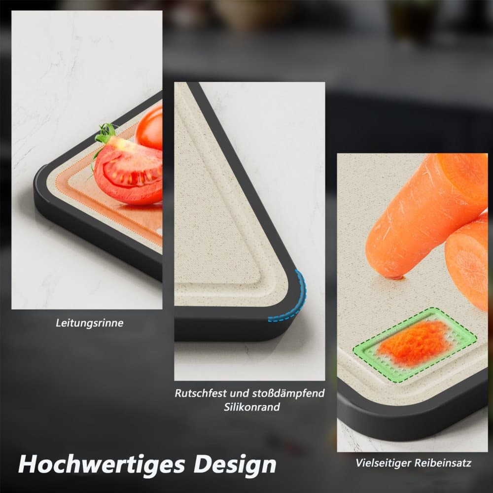 1 Piece Reversible Cutting Board Titanium PP or Stainless Steel PP Non-Slip Durable Food Grade, 30x20cm
