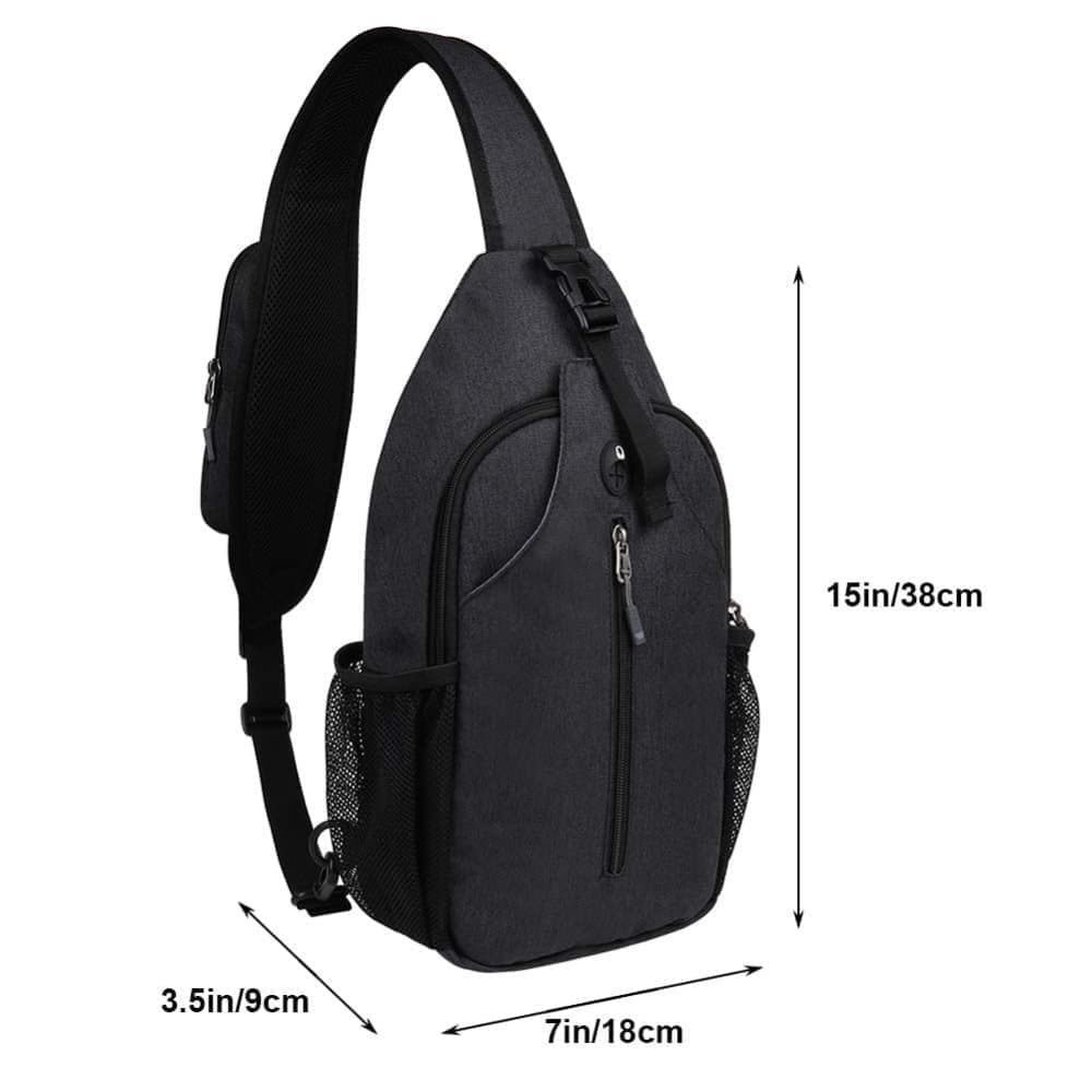 Multifunctional Shoulder Bag Crossbody Chest Backpack with Headphone Jack, Unisex for Hiking Travel Climbing, Purple