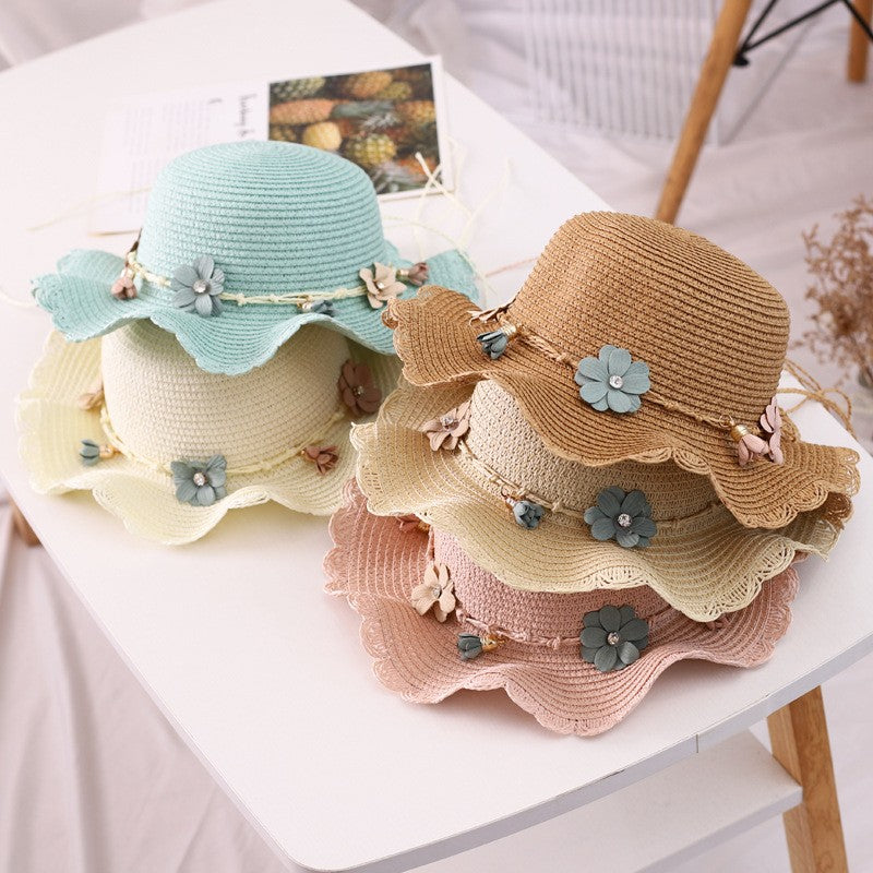 Girls Straw Hat and Shoulder Bag Set for Summer Beach Travel Outdoor Play, Khaki