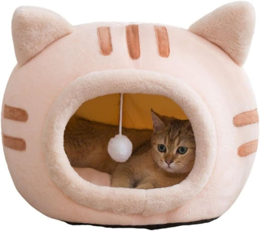 Fluffy Dog Bed Cat Bed Winter Pet House Anti-Slip, M, Pink