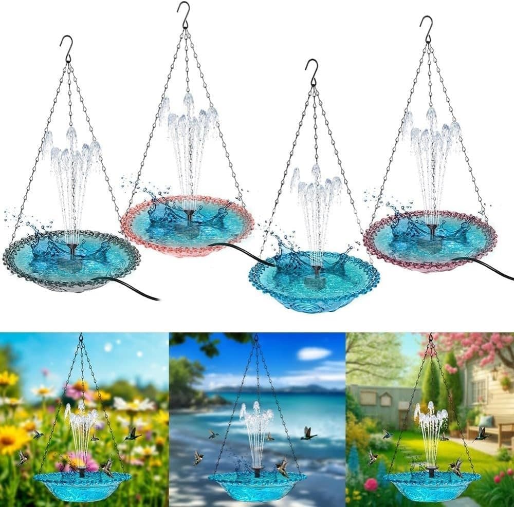 Solar Powered Bird Bath Fountain for Garden and Outdoors, Automatic Solar Waterer, Gray