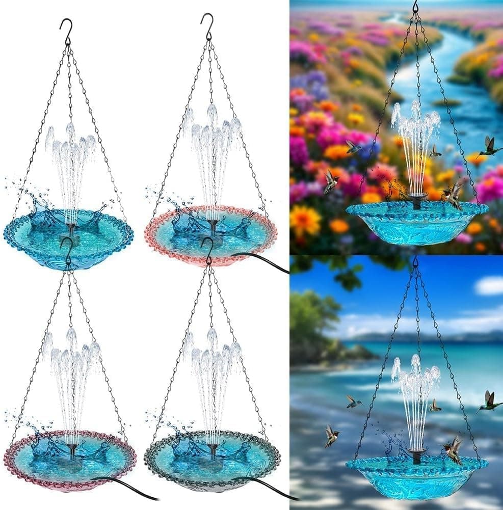 Solar Powered Bird Bath Fountain for Garden and Outdoors, Automatic Solar Water Feature, Decorative Bird Waterer, Blue
