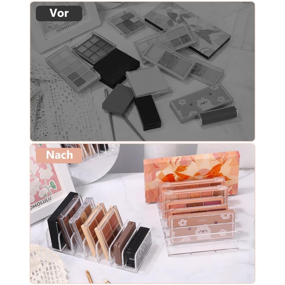 2-Pack Acrylic Makeup Organizer with 7 Compartments for Eyeshadow, 17×12.5×4cm, Perfect for Vanity and Dressing Tables