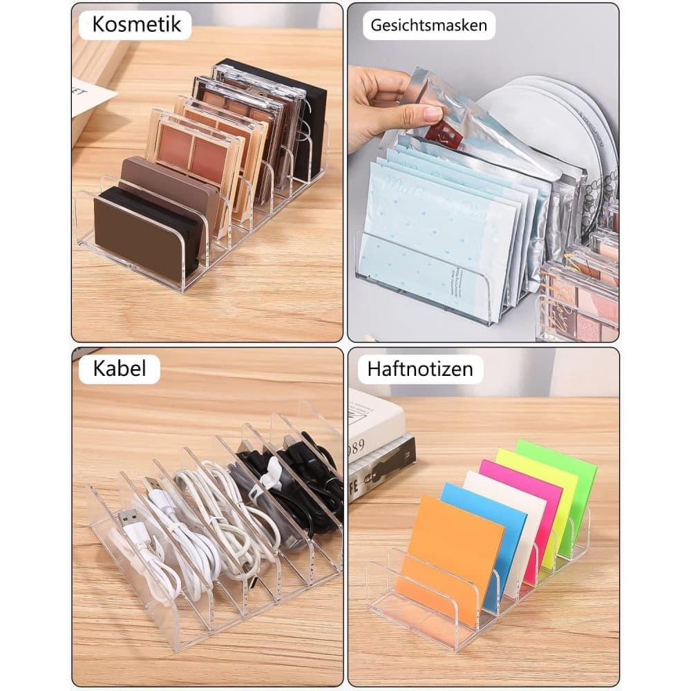 2-Pack Acrylic Makeup Organizer with 7 Compartments for Eyeshadow, 17×12.5×4cm, Perfect for Vanity and Dressing Tables