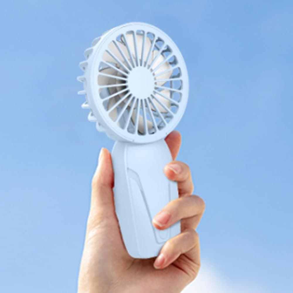 Portable Mini Hand Fan USB Rechargeable with 3 Speeds, Quiet Handheld Fan, Blue