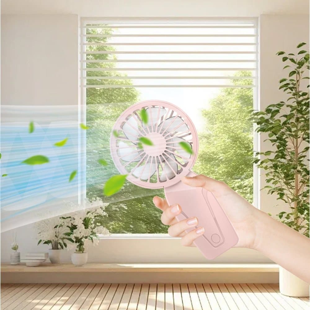 Portable Mini Hand Fan USB Rechargeable with 3 Speeds, Quiet Handheld Fan, Green