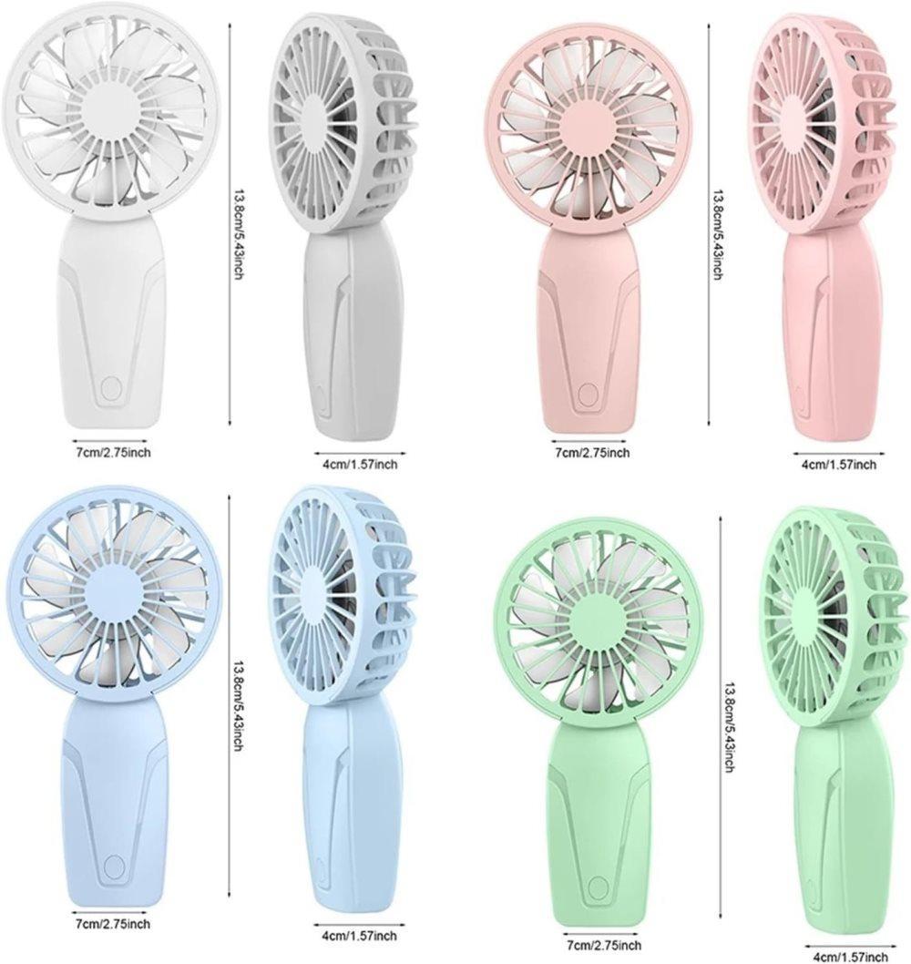 Portable Mini Hand Fan USB Rechargeable with 3 Speeds, Quiet Handheld Fan, White
