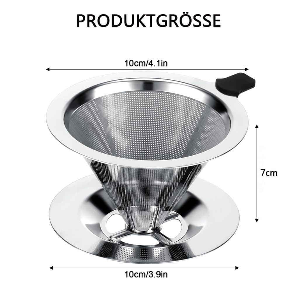 Stainless steel reusable coffee filter, easy to clean and durable, environmentally friendly permanent filter for brewed coffee, 12CM