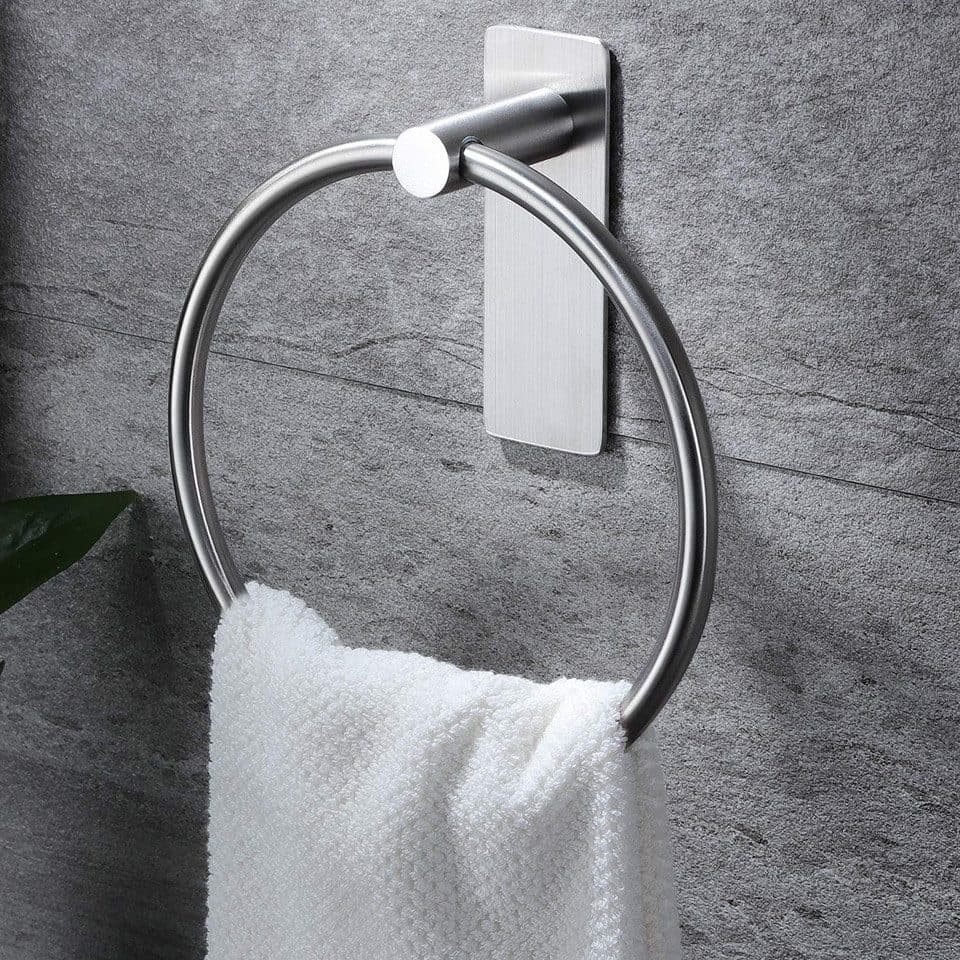 Stainless Steel Towel Rack Drill-Free Assembly Durable Modern Bathroom Organizer, Silver