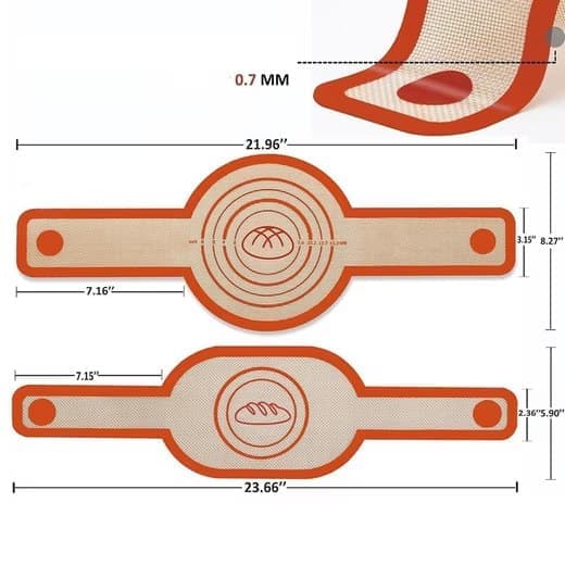 2-Pack Nonstick Silicone Baking Mat with Long Handles, Red